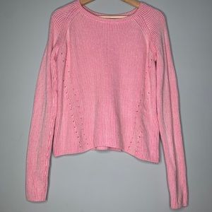Jack Wills Pink Ribbed Knit Oversized Crop Sweater